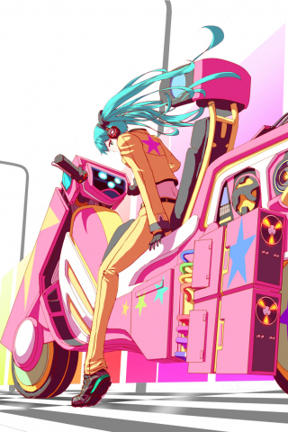 Hatsune miku, bike, long hair, anime girl, 240x320 wallpaper