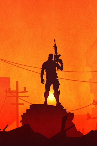 Fortnite, silhouette, video game, soldier, 240x320 wallpaper