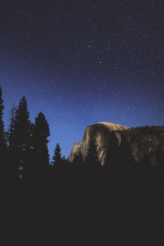 Yosemite valley, half dome, night, 240x320 wallpaper