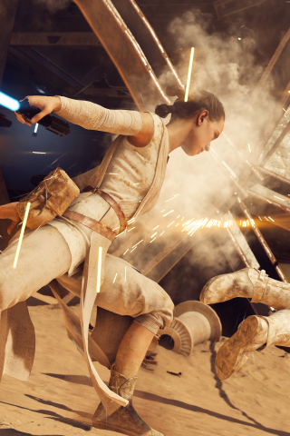 Rey, star wars battlefront ii, video game, fight, 240x320 wallpaper