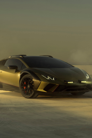 Lamborghini Huracan Sterrato, 2023 dark-green car, 240x320 wallpaper