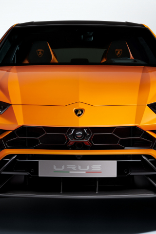 Orange car, Lamborghini Urus, SUV, front-view, 240x320 wallpaper