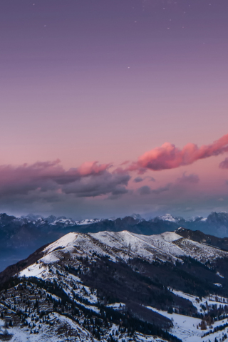 Mountains, snow, glacier, sunset, Dolomites, Italy, 240x320 wallpaper