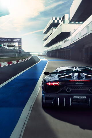Lamborghini Aventador SVJ, race track, 240x320 wallpaper