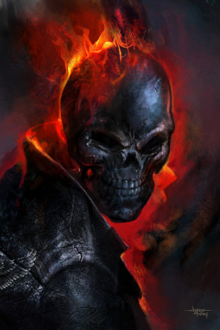 Dark, Ghost Rider, marvel's hero, artwork, 240x320 wallpaper