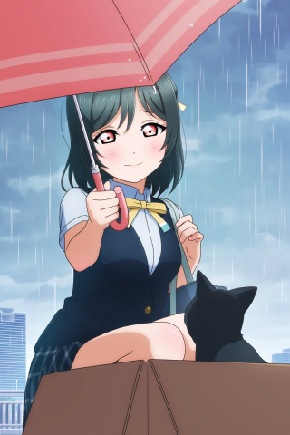 Love live!, beautiful anime girl, red-eyes, 240x320 wallpaper