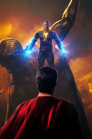 Black Adam vs. Superman, Fight of Heroes, 2023, 240x320 wallpaper