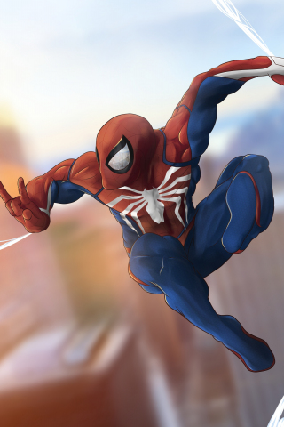 Spider-man, artwork, swing, 240x320 wallpaper