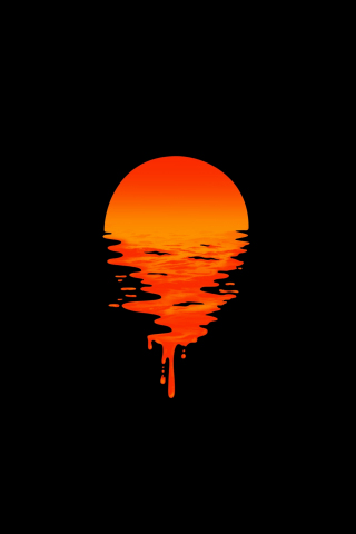 Lake, sunset, orange, minimal, dark, 240x320 wallpaper