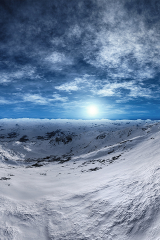 Tundra, arctic, mountains, winter, sunny day, glacier, landscape, 240x320 wallpaper