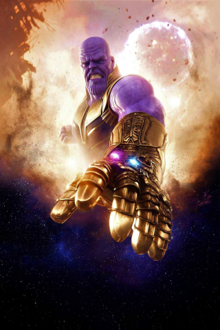Thanos, clouds, Avengers: infinity war, villain, artwork, 240x320 wallpaper