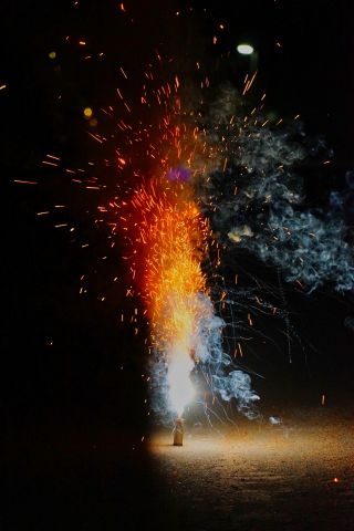 Fireworks, night, smoke, celebration, 240x320 wallpaper