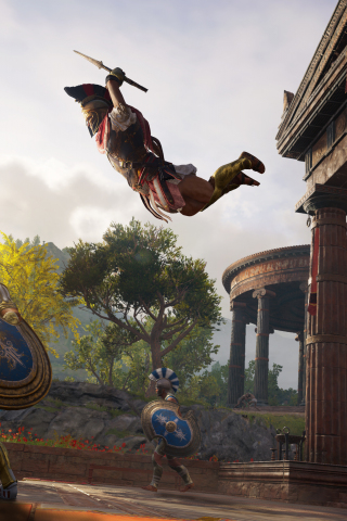 Warrior, fight arena, Assassin's Creed Odyssey, 2018, 240x320 wallpaper