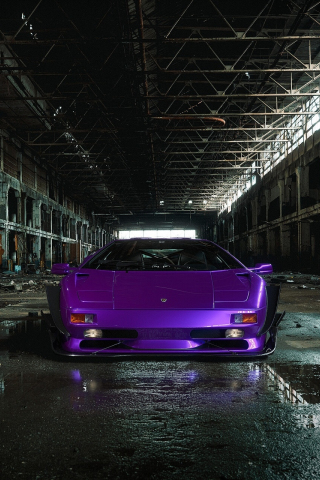 Purple car, sportcar, Lamborghini Diablo, 240x320 wallpaper