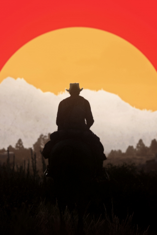 Red Dead Redemption 2, 2021, silhouette, 240x320 wallpaper