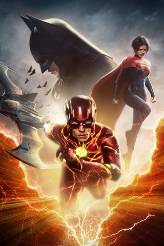 The Flash, DC movie poster, batman and supergirl, 240x320 wallpaper
