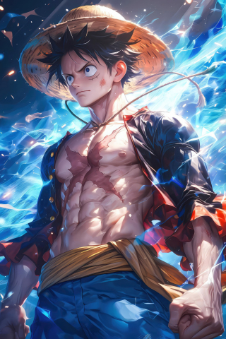Monkey D. Luffy, pirate warrior, leader of pirates, anime , 240x320 wallpaper