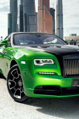 Rolls-Royce Wraith, green-black car, 2019, 240x320 wallpaper