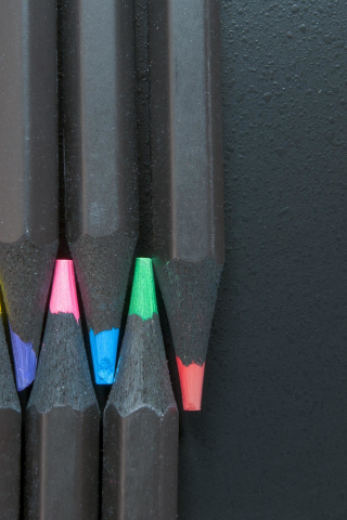 Pencils, colorful tip, gray, 240x320 wallpaper