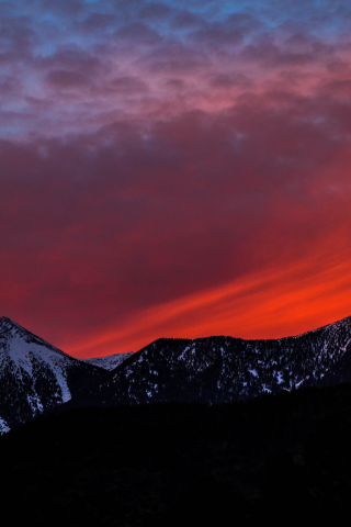 Mountains, sunset, sky, snow mountains, 240x320 wallpaper