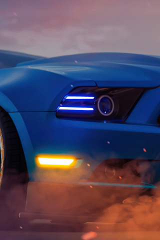 Blue Chevrolet Camaro car, headlight, 2021, 240x320 wallpaper