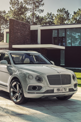 Silver, Bentley Bentayga, compact, front, 240x320 wallpaper