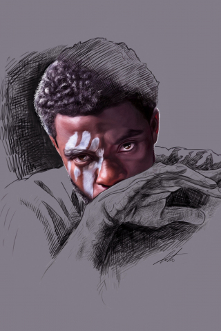 Black Panther, Chadwick Boseman, minimal, artwork, 240x320 wallpaper
