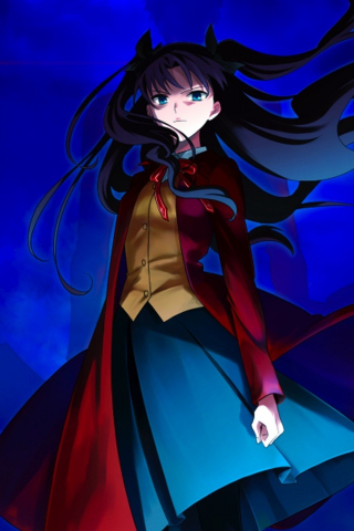 Download 240x320 Wallpaper Red Coat Rin Tohsaka Type Moon