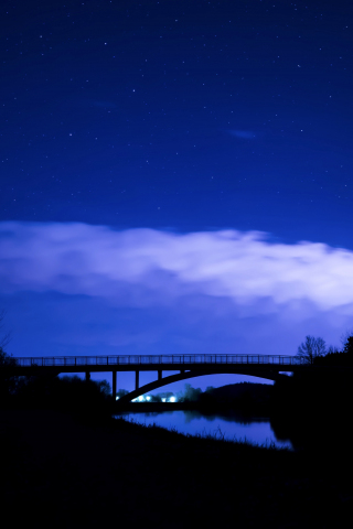 Bridge, clouds, night, trees, sky, 240x320 wallpaper