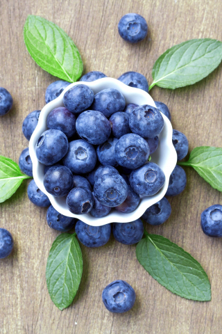 Fresh blueberry bowl, summer, 240x320 wallpaper