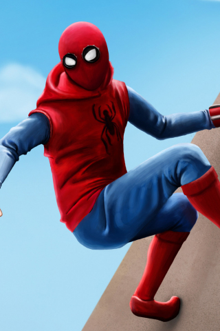 Spider-Man: Homecoming, movie, homemade suit, artwork, 240x320 wallpaper