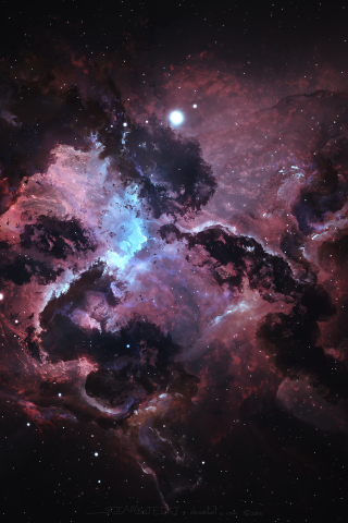 Nebula, dark, space, stars, clouds, art, 240x320 wallpaper
