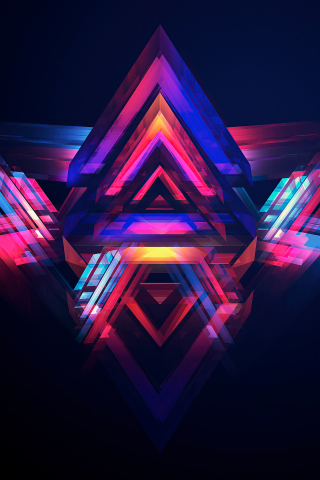 Facets, multicolored triangular shapes, abstract, 240x320 wallpaper