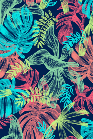 Illustration, digital art, leaf, colorful, 240x320 wallpaper