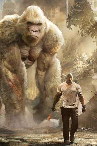 Rampage, movie, big gorilla, 2018, 240x320 wallpaper