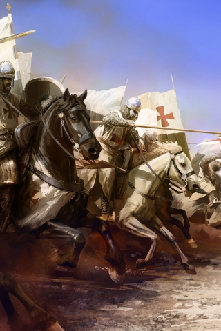 Knight, warrior, templar, fight art, 240x320 wallpaper