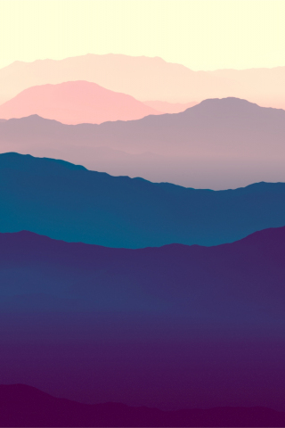 Mountains, landscape, purple sunset, gradient, horizon, 240x320 wallpaper