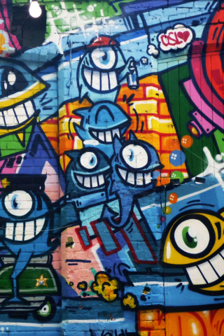 Graffiti, wall art, bright, street wall, 240x320 wallpaper