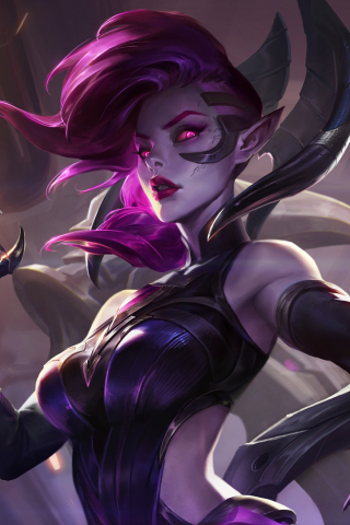 Morgana, League of Legends, violet hair, video game, 240x320 wallpaper