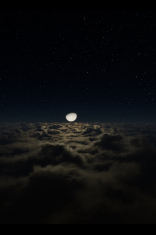 Half moon, clouds, dark, night, 240x320 wallpaper
