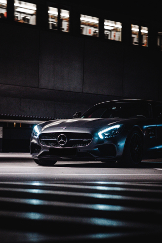Luxurious car, black Mercedes-Benz, 240x320 wallpaper