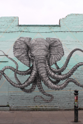 Elephant, octopus, wall art, 240x320 wallpaper