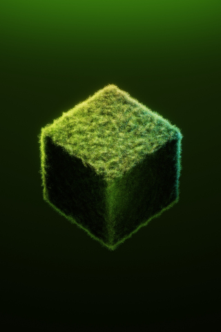 Minecraft, grass small cube, green, 240x320 wallpaper