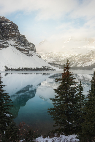 Mountains, nature, lake, Banff National Park, 240x320 wallpaper