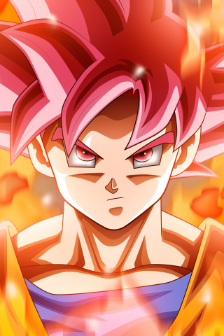 Goku, fire, dragon ball super, anime, 240x320 wallpaper