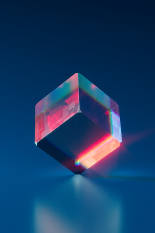 Crystal blue cube, shine, minimal, art, 240x320 wallpaper