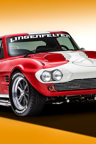 Front, Chevrolet Corvette, red car, 240x320 wallpaper