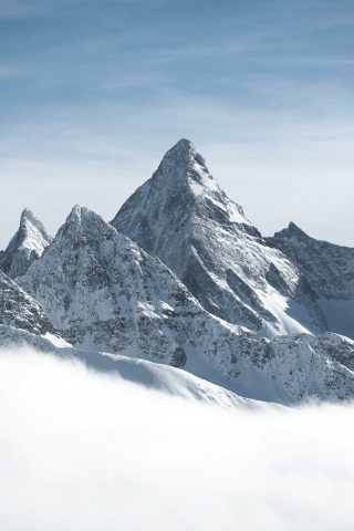 Winter day, glacier mountains, summit, high mountain, 240x320 wallpaper