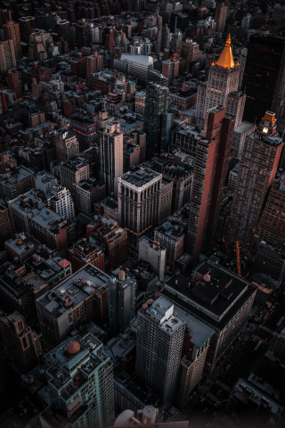 Aerial view, cityscape, dark, buildings, 240x320 wallpaper