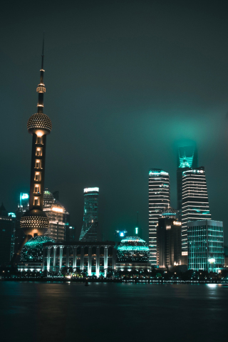 The Bund, Shanghai, cityscape, night, 240x320 wallpaper